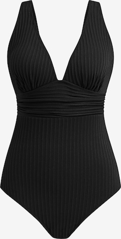 Cupshe Bustier Badeanzug 'Ruched waist' in Schwarz: Vorderseite