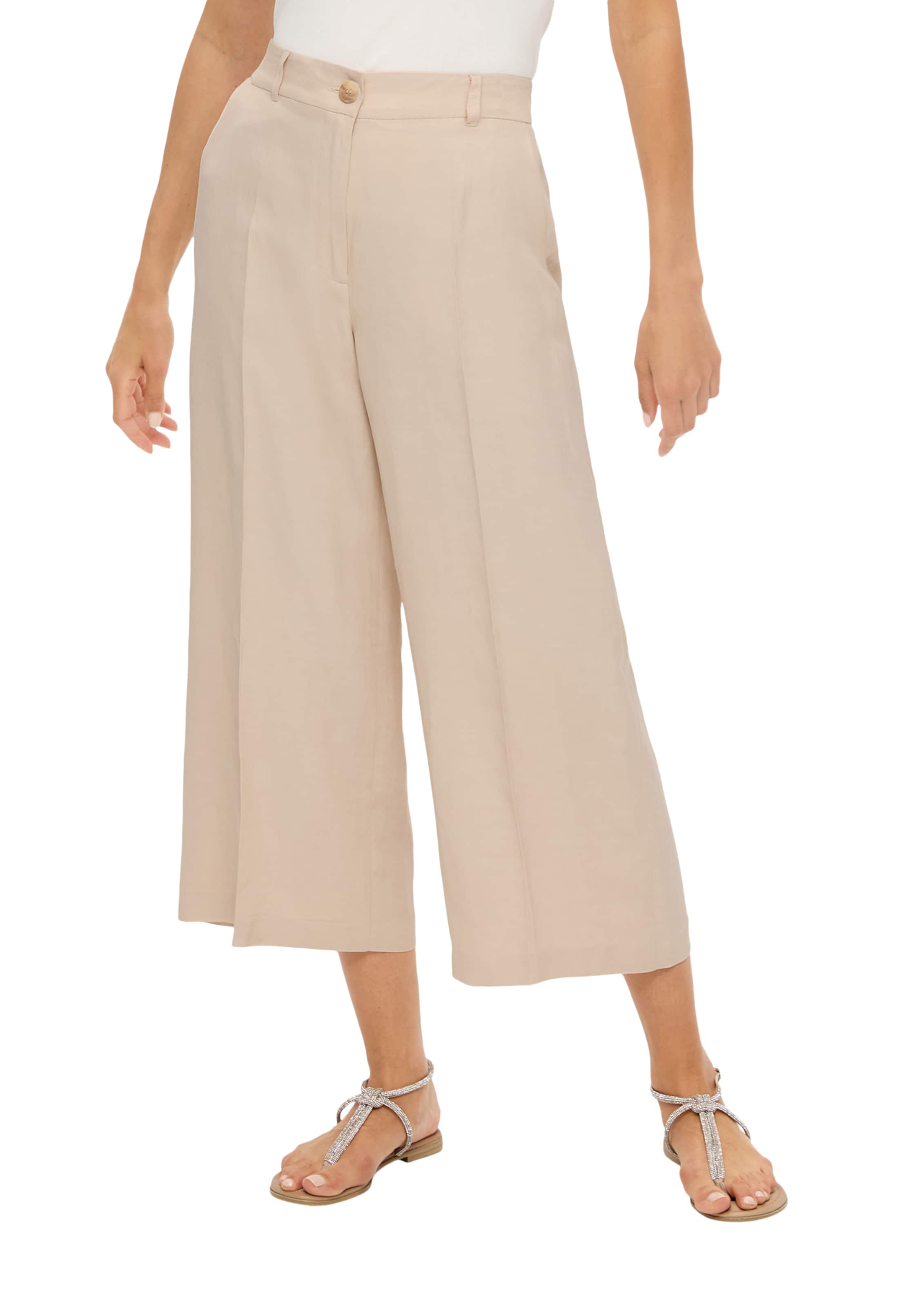 s.Oliver BLACK LABEL Wide Leg Housut värissä beige: etupuoli