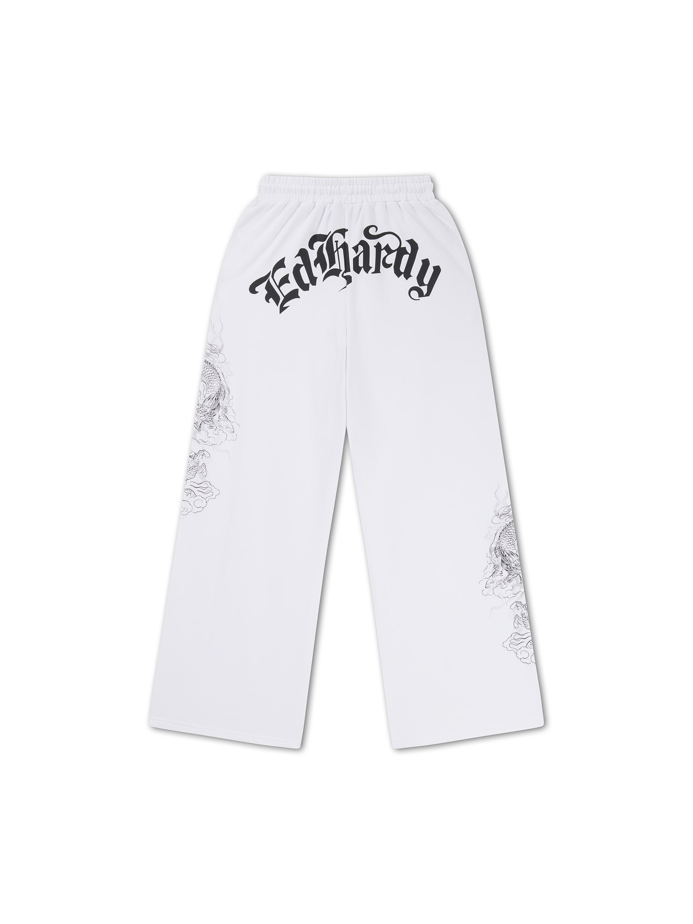 Wide leg Pantaloni 'Gothic Dragon' di Ed Hardy in bianco