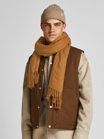 JACK & JONES Scarf 'Solid' in Brown: front