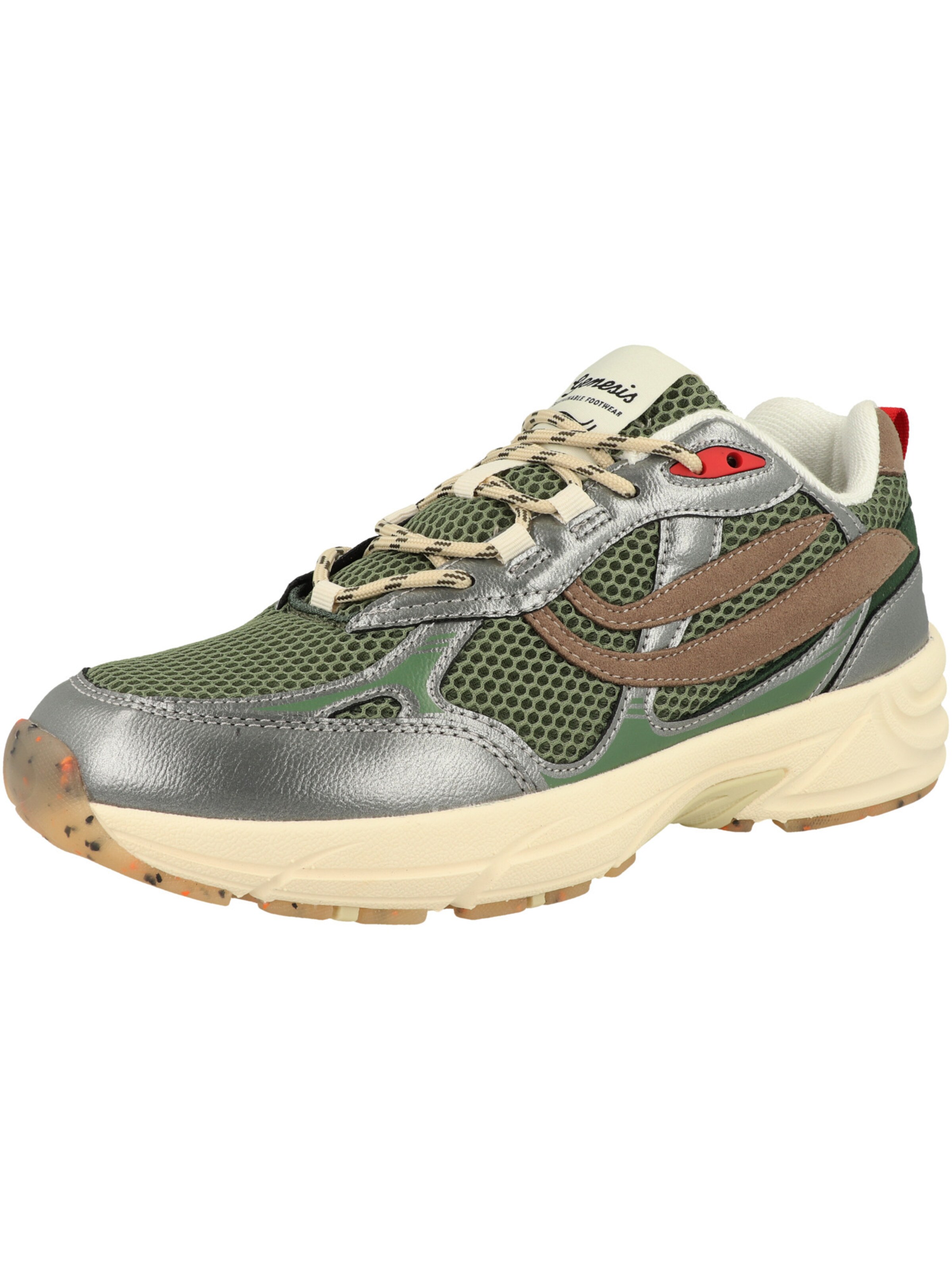 Sneaker bassa 'Eco'99 ' in 37 GENESIS di colore beige / verde / rosso fuoco / argento, Visualizzazione prodotti