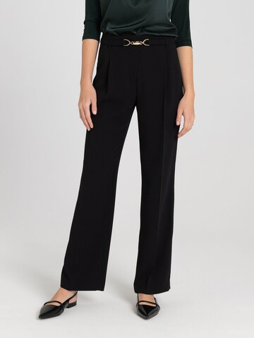 MORE & MORE Flared Pleated Pants in Black: front