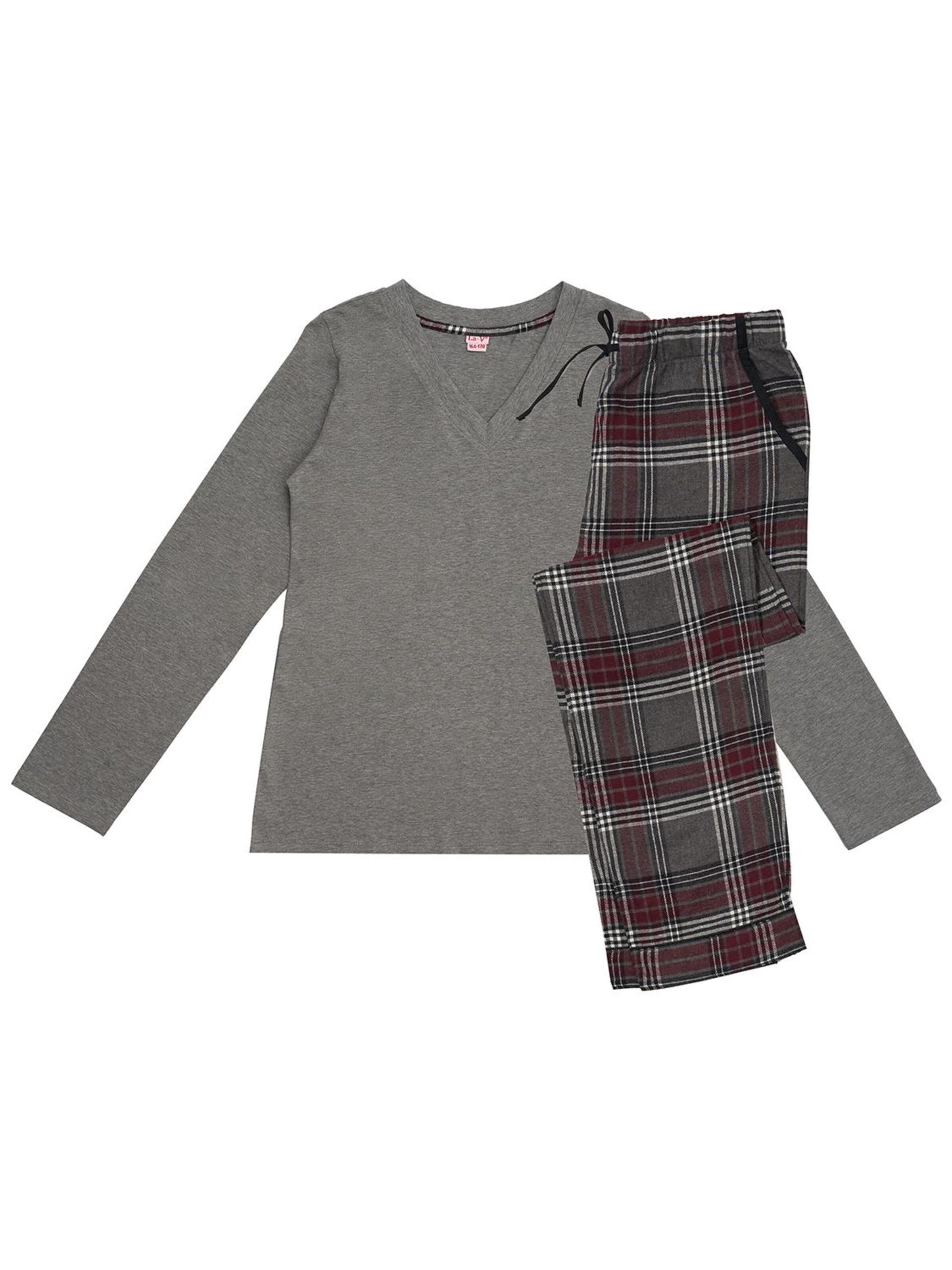 La V Pajamas in Grey: front