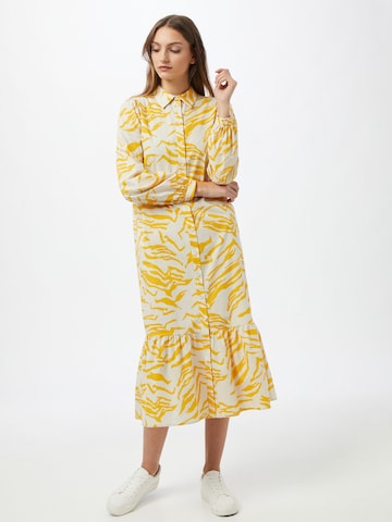 Aligne - Vestidos camiseiros 'Cecilie' em amarelo: frente