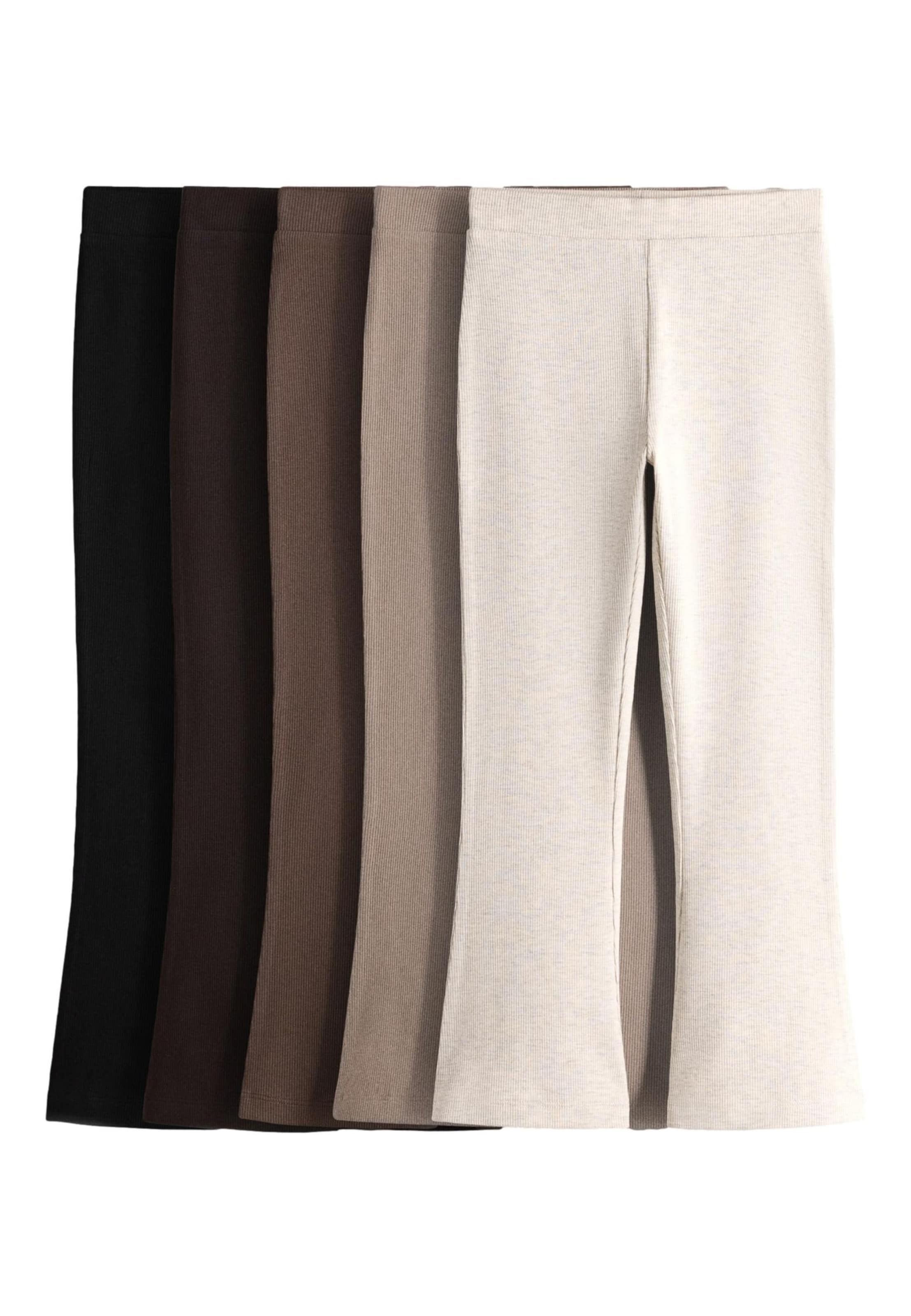 The Set Flared Broek in Beige: voorkant