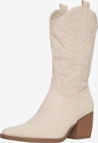 Bottes de cowboy Elara en beige : devant