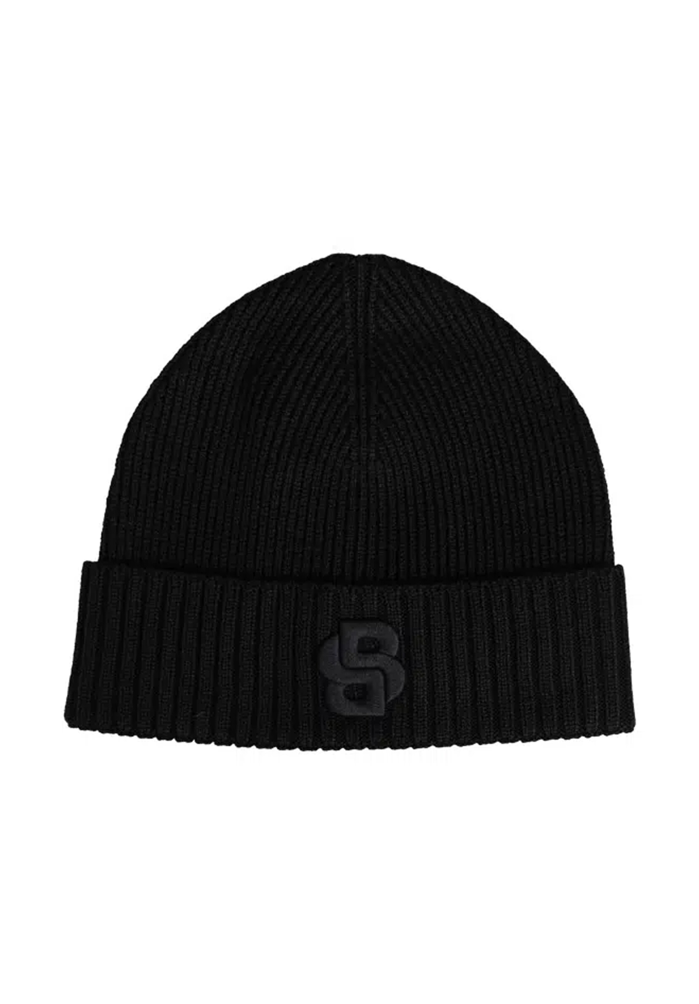 BOSS Beanie ' Edo ' in Black: front