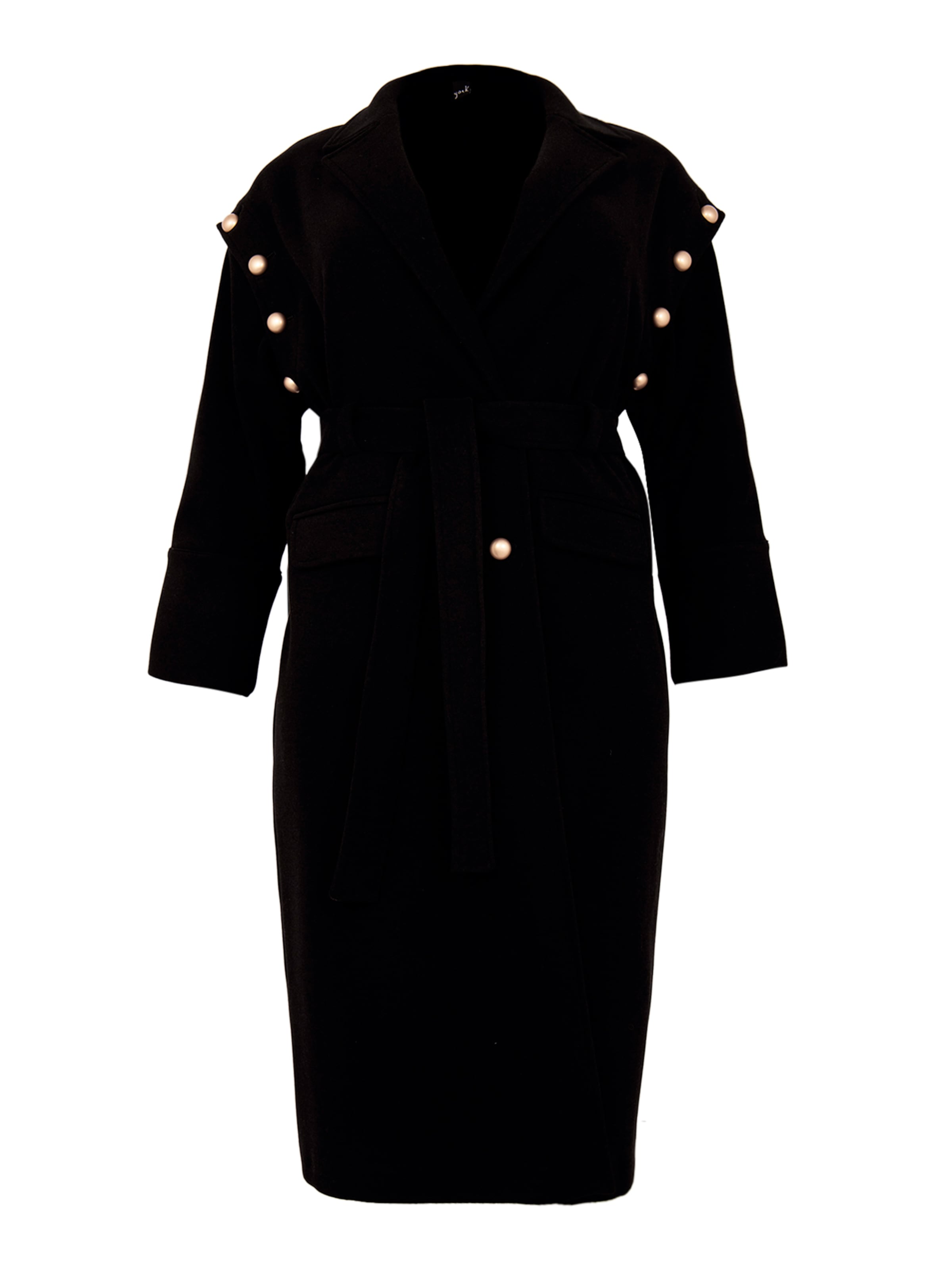YOEK Between-seasons coat in Black: front