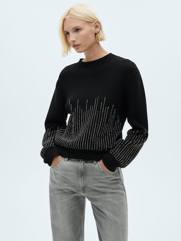 MANGO Pulóver 'Elegance' - fekete: elől