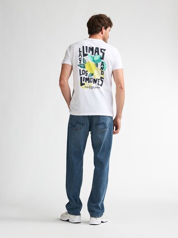 Petrol Industries Shirt 'CosmosAzul' in Wit: voorkant