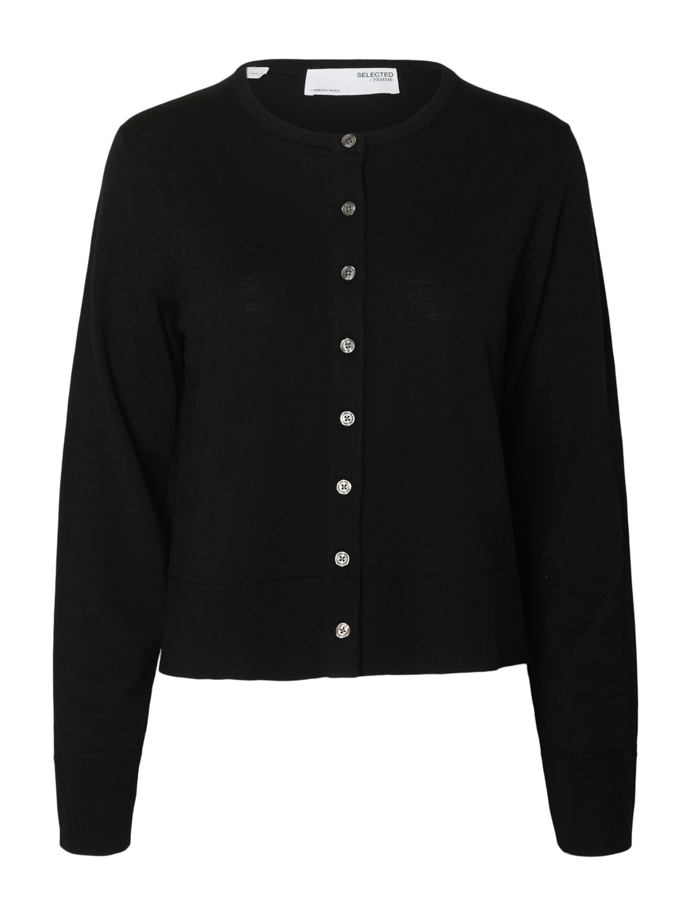 SELECTED Πλεκτή ζακέτα 'SLFTHEA' σε μαύρο: μπροστά