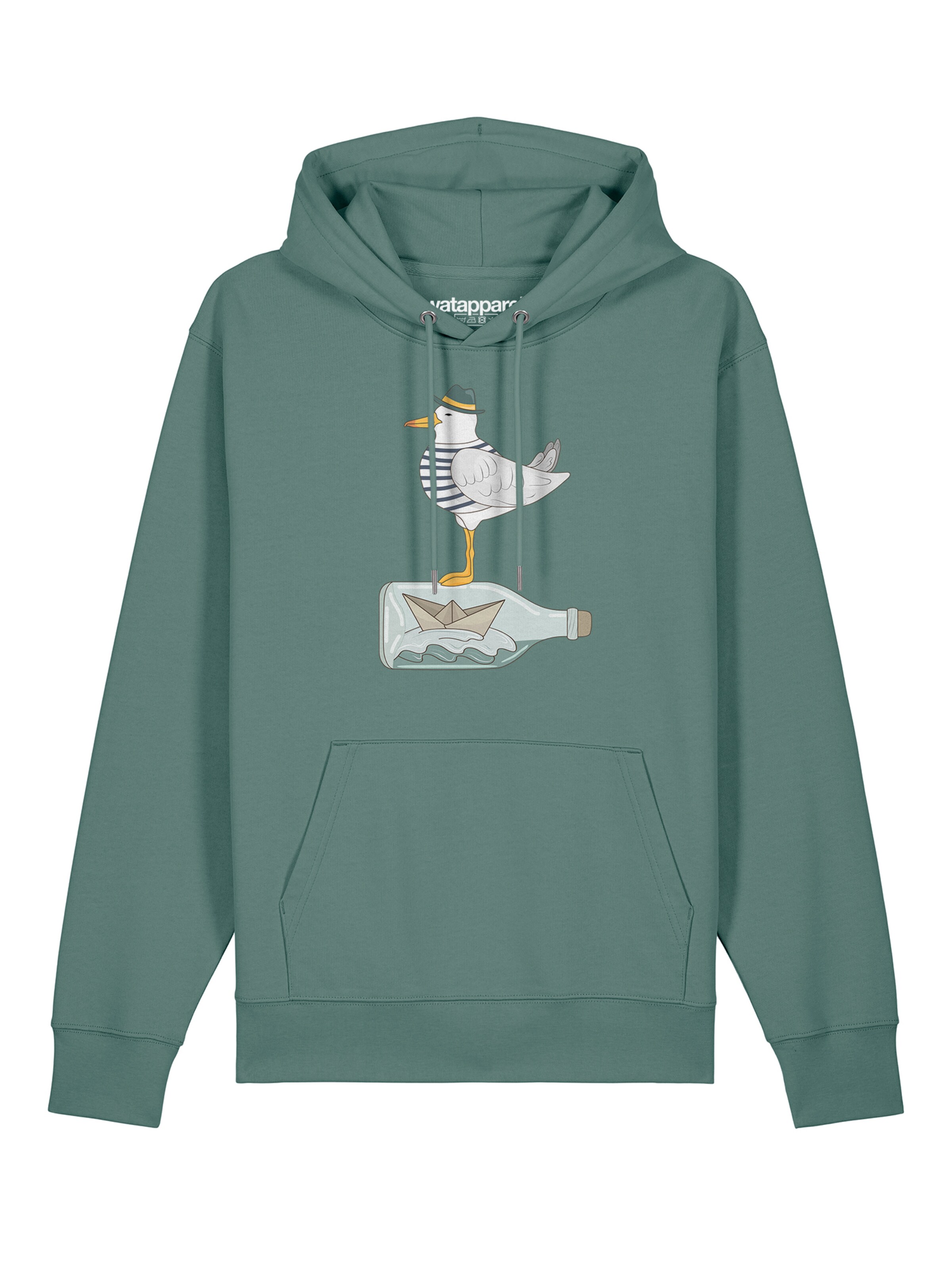 Watapparel Sweatshirt ' Möwe mit Hut ' in Groen: voorkant