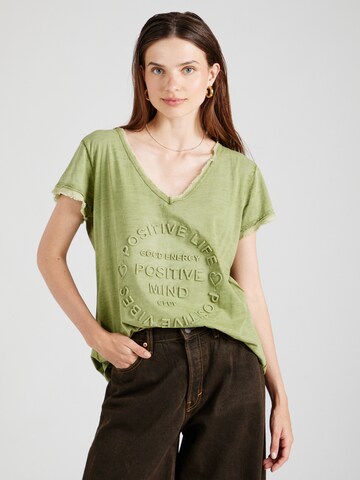 Zwillingsherz Shirt 'Positive Mind' in Green: front