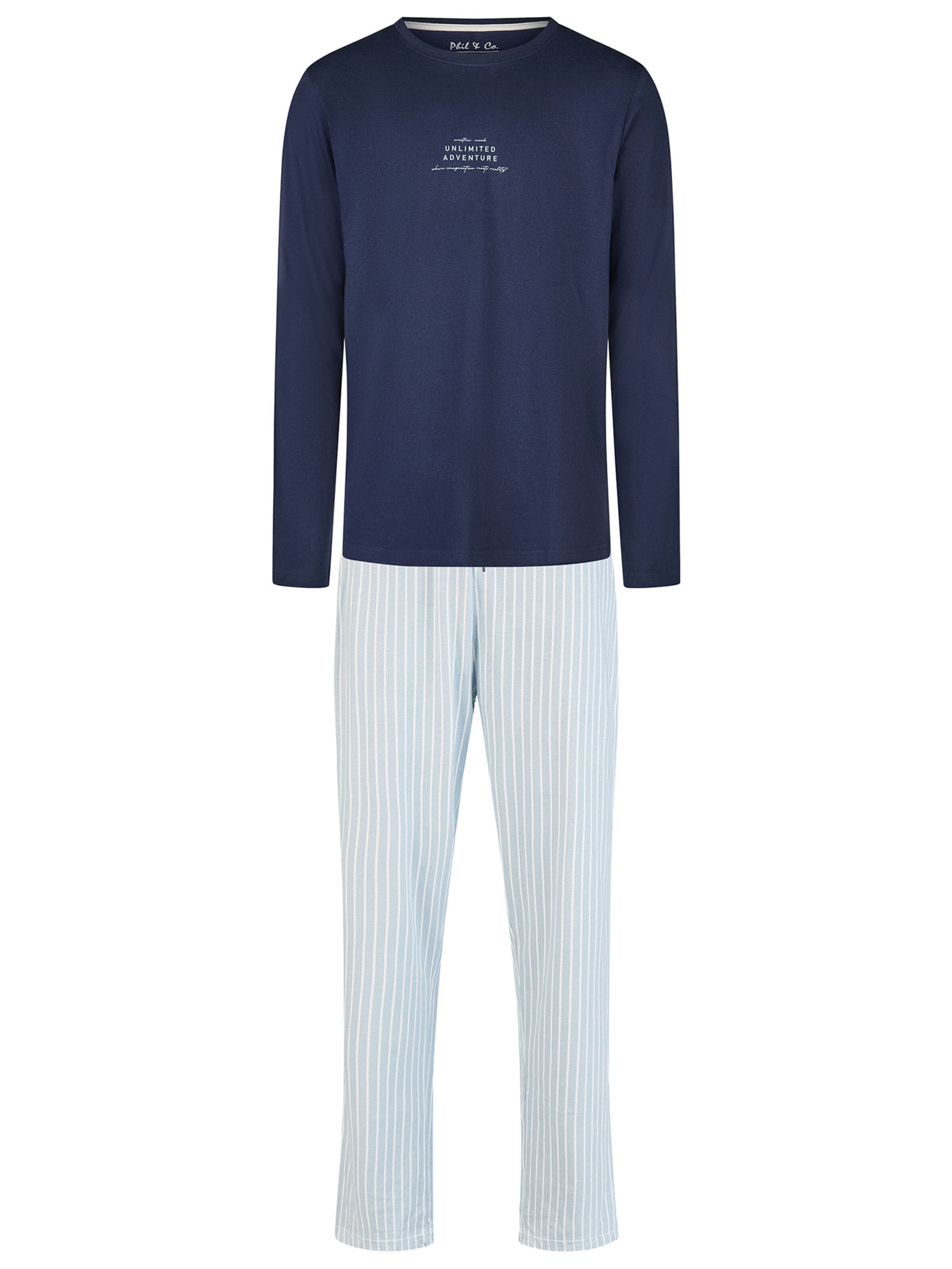 Phil & Co. Berlin Pyjama ' Unlimited Adventure ' in Blau: Vorderseite