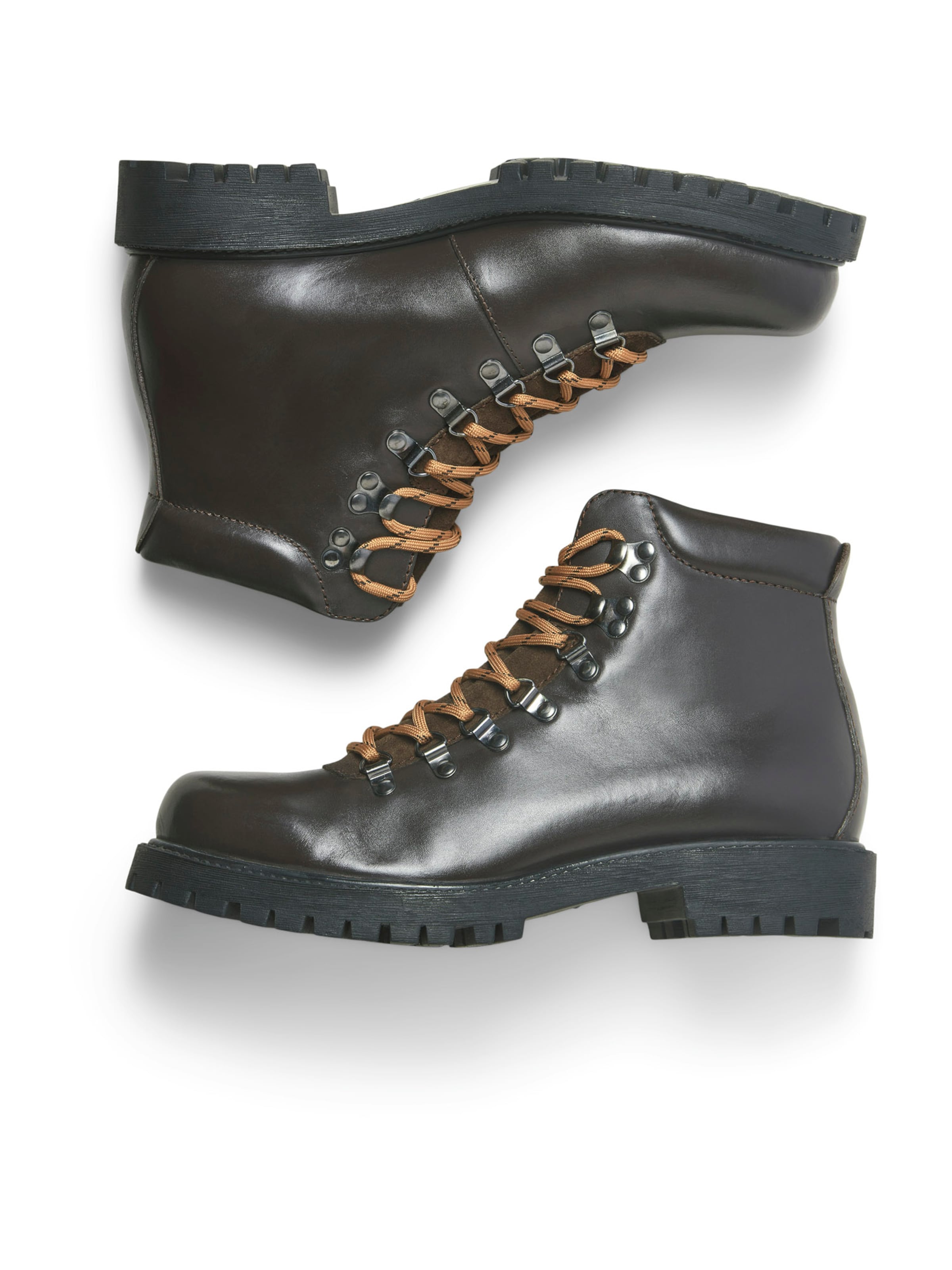 JACK & JONES Ботинки на шнуровке 'JFWDAMIAN' в Коричневый