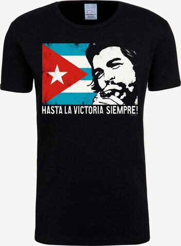 LOGOSHIRT Shirt 'Che - Cuban Flag' in Zwart: voorkant