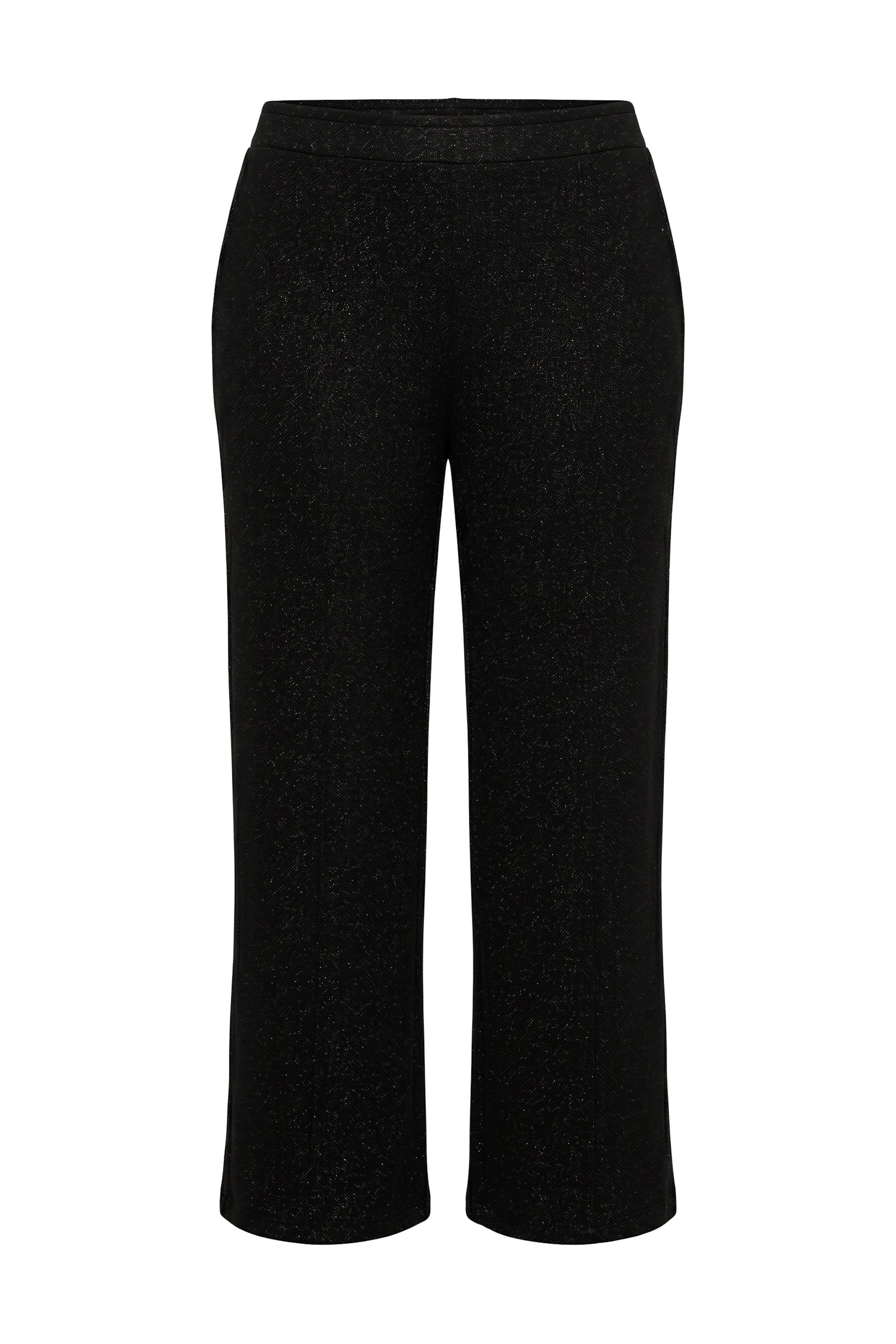 Ulla Popken Wide leg Broek in Zwart: voorkant