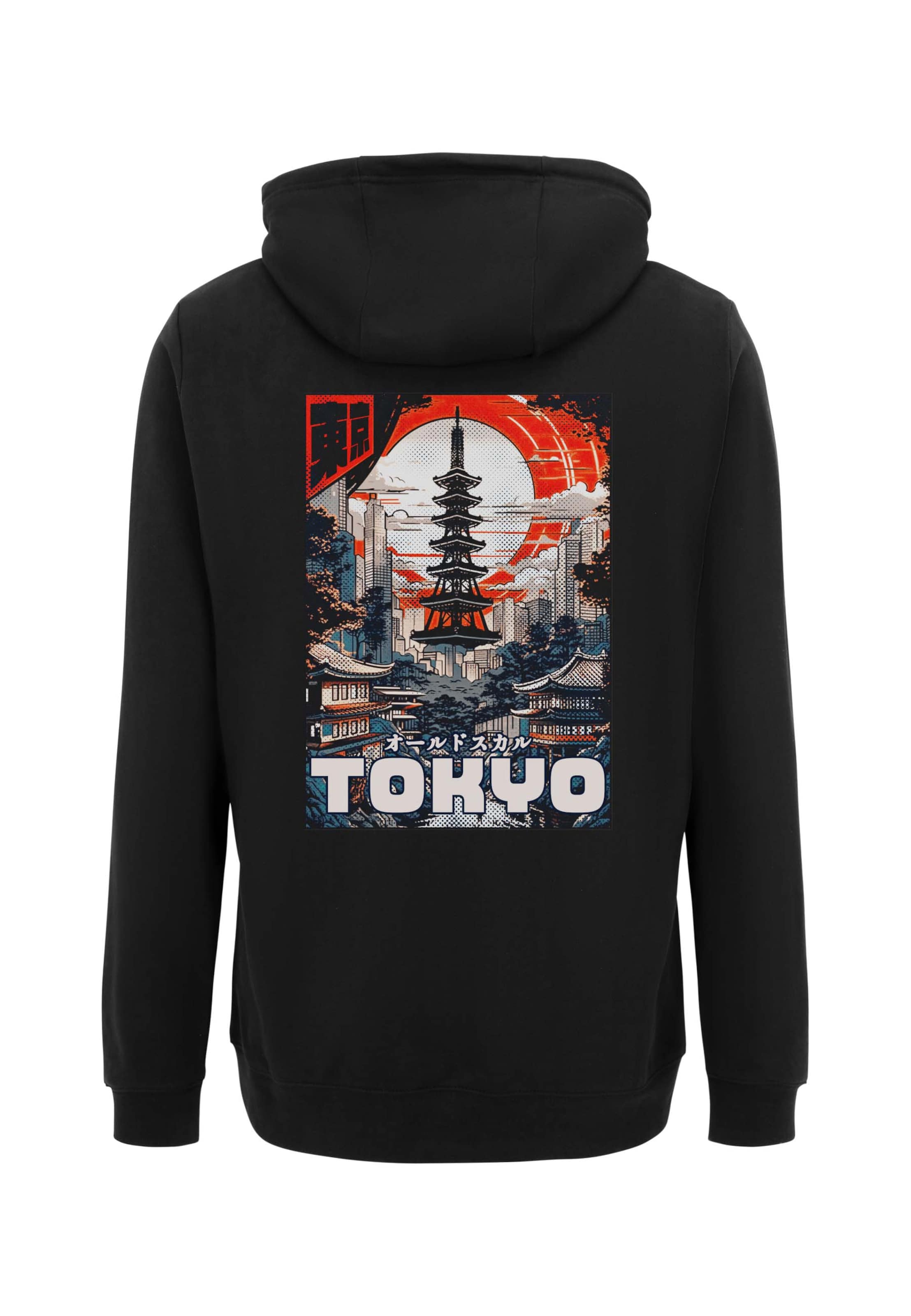 Oldskull Sweatshirt 'Tokyo Skyline Manga Graphic' in Schwarz: Vorderseite