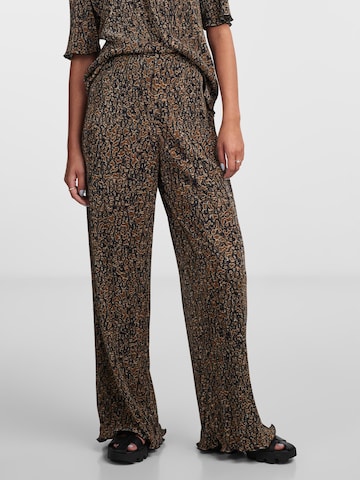 PIECES Wide leg Pants 'JOHANNE' in Brown