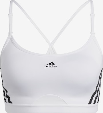 ADIDAS SPORTSWEAR Μπουστάκι Αθλητικό σουτιέν 'Aeroreact Light-Support 3-Stripes' σε λευκό: μπροστά