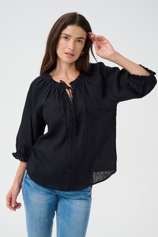 Cream Blouse 'Bellis' in Zwart: voorkant