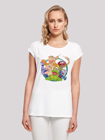 F4NT4STIC Shirt 'Disney Die Muppets Group Circle' in Wit: voorkant
