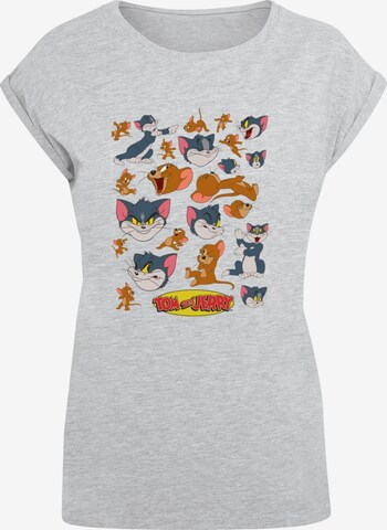 ABSOLUTE CULT T-Shirt 'Tom And Jerry - Many Faces' in Grau: predná strana