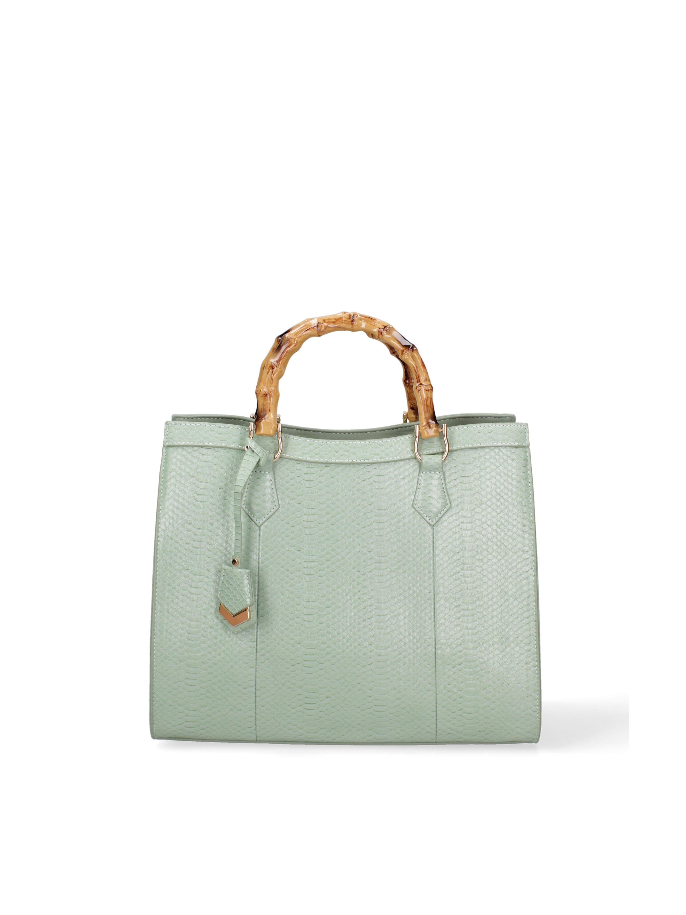 Borsa a spalla 'Borsa a Spalla Donna Ecopelle Vegana con Manico Bambù' di Diana&Co. in verde: frontale
