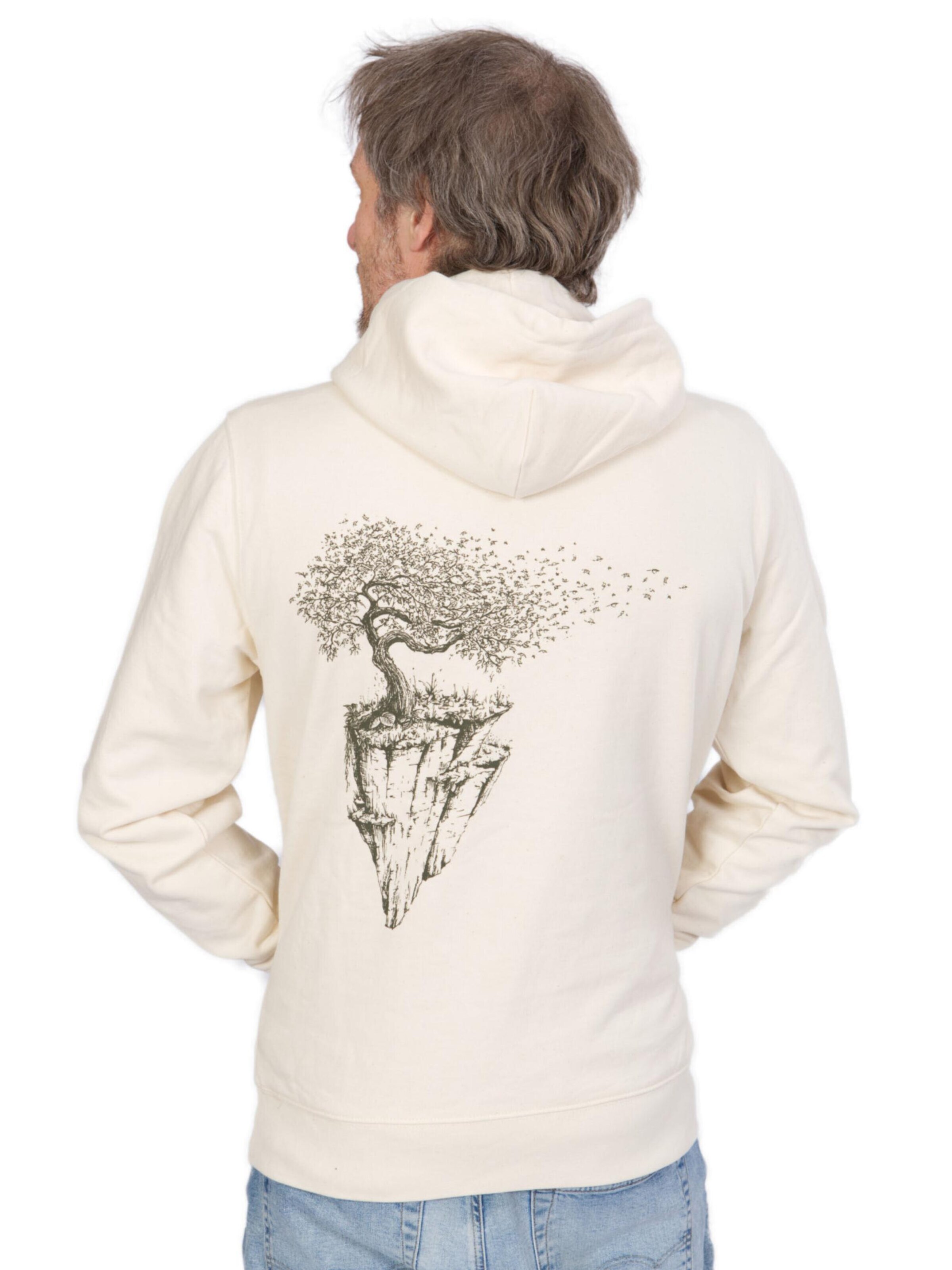 Life-Tree Pullover 'Organic Fairwear Hoodie Unisex Natural Raw Maple Island'‌ in Beige