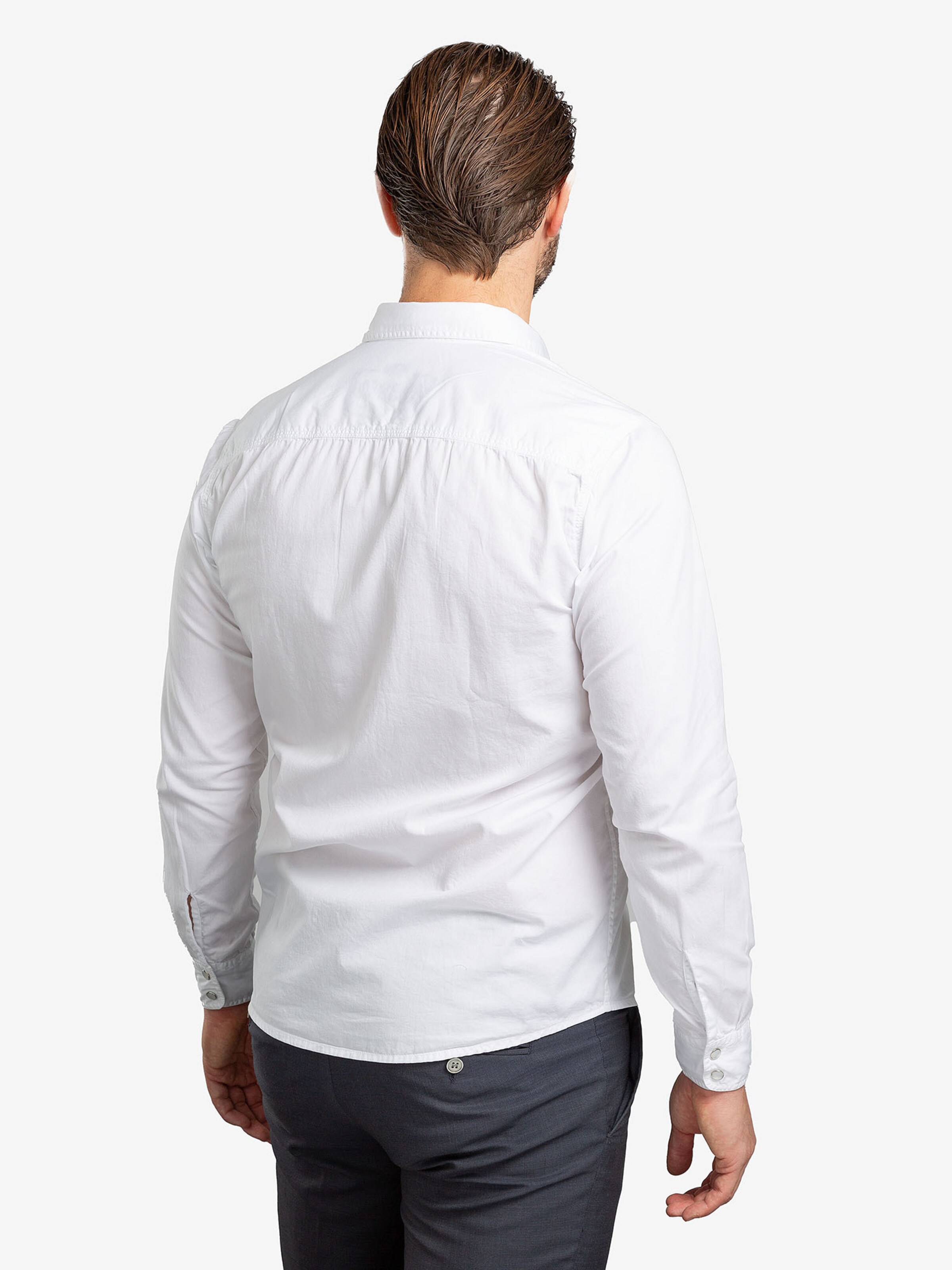 Checker - Regular Fit Camisa ' Dynasty Denim ' em branco