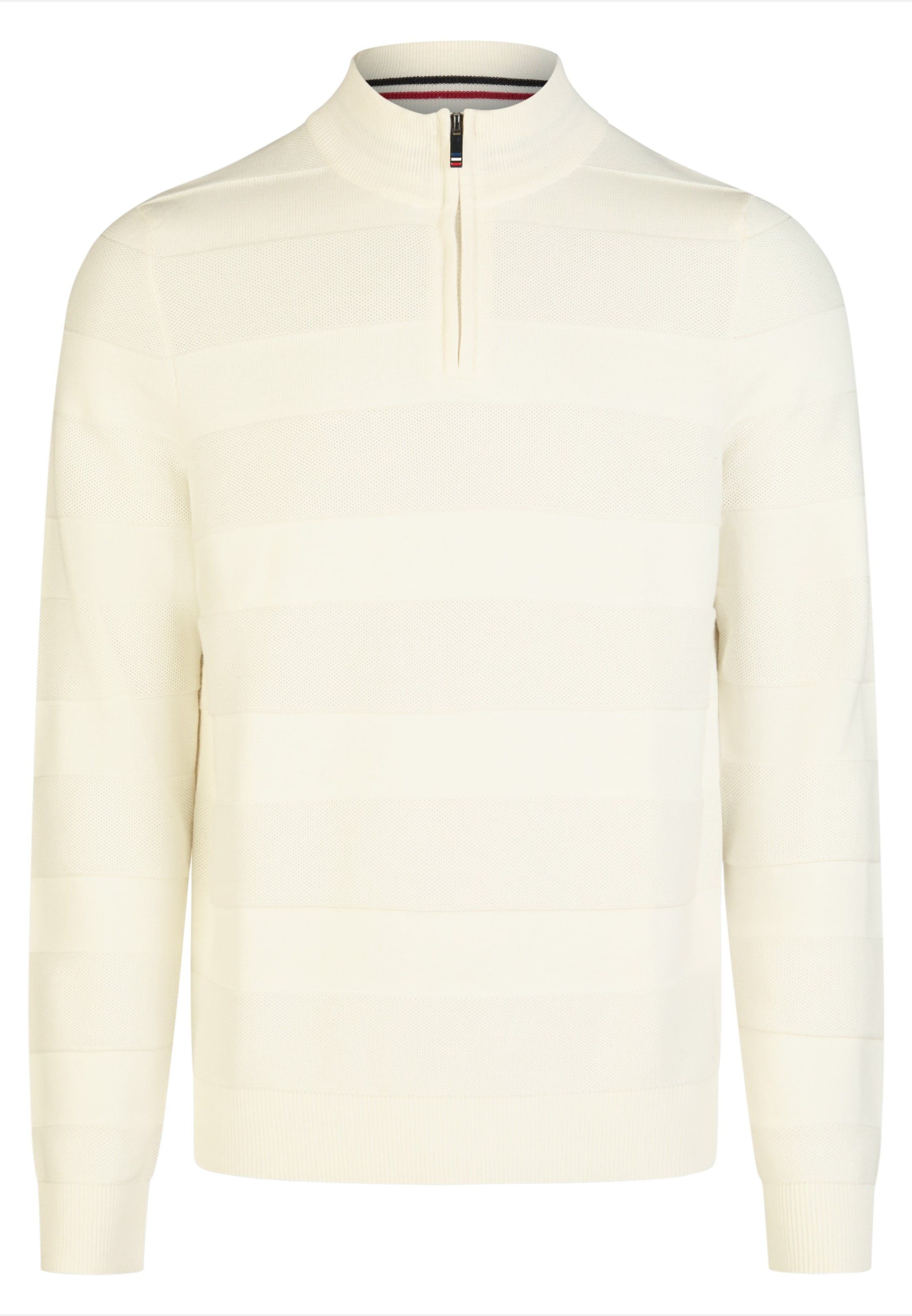 HECHTER PARIS Strickpullover 'ZIP TROYER' in Weiß: Vorderseite