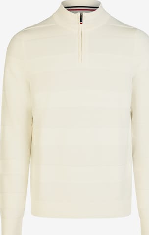 HECHTER PARIS Strickpullover 'ZIP TROYER' in Weiß: Vorderseite