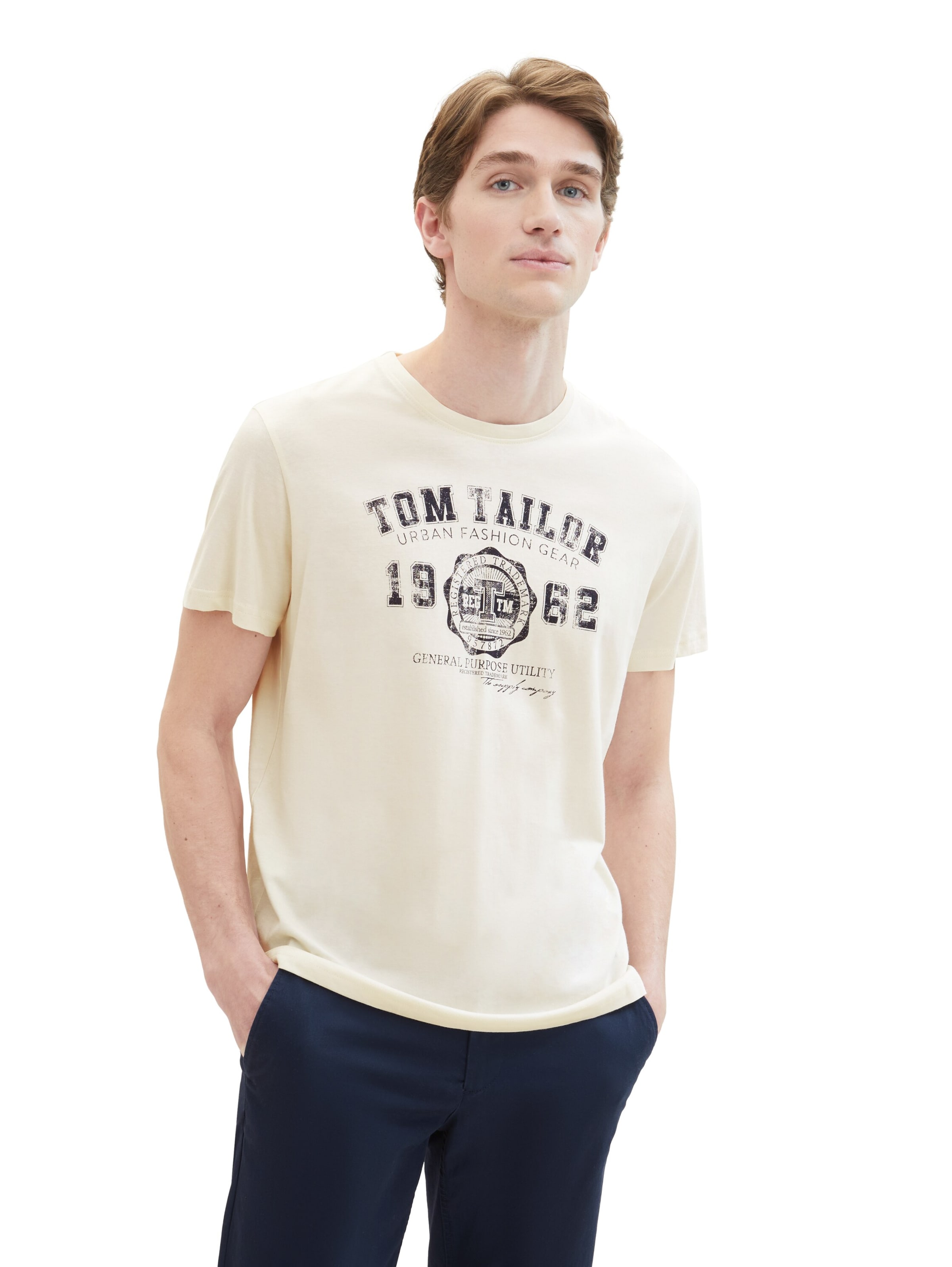 T-Shirt TOM TAILOR en beige : devant