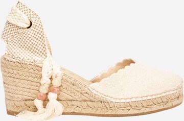Alhamas Sandaal 'Alpargata Cuña 7 cm' in Beige: voorkant