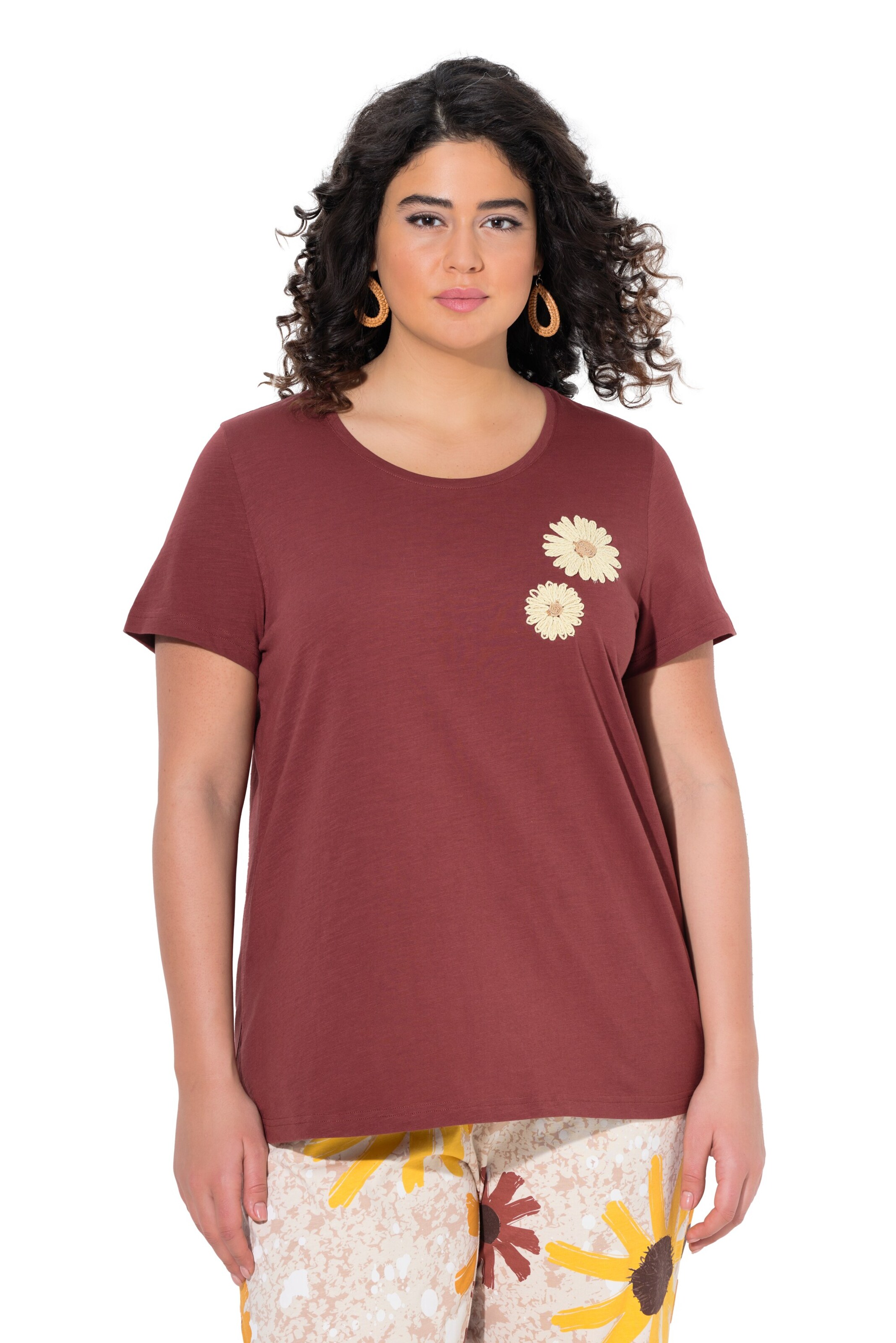 T-shirt Ulla Popken en marron : devant