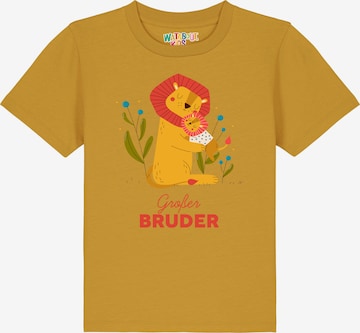 watabout.kids Shirt 'Löwen Großer Bruder' in Yellow: front