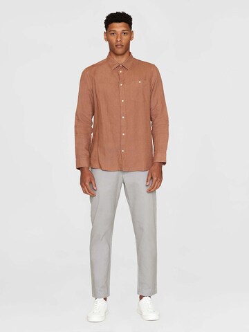 KnowledgeCotton Apparel Regular fit Button Up Shirt in Bronze