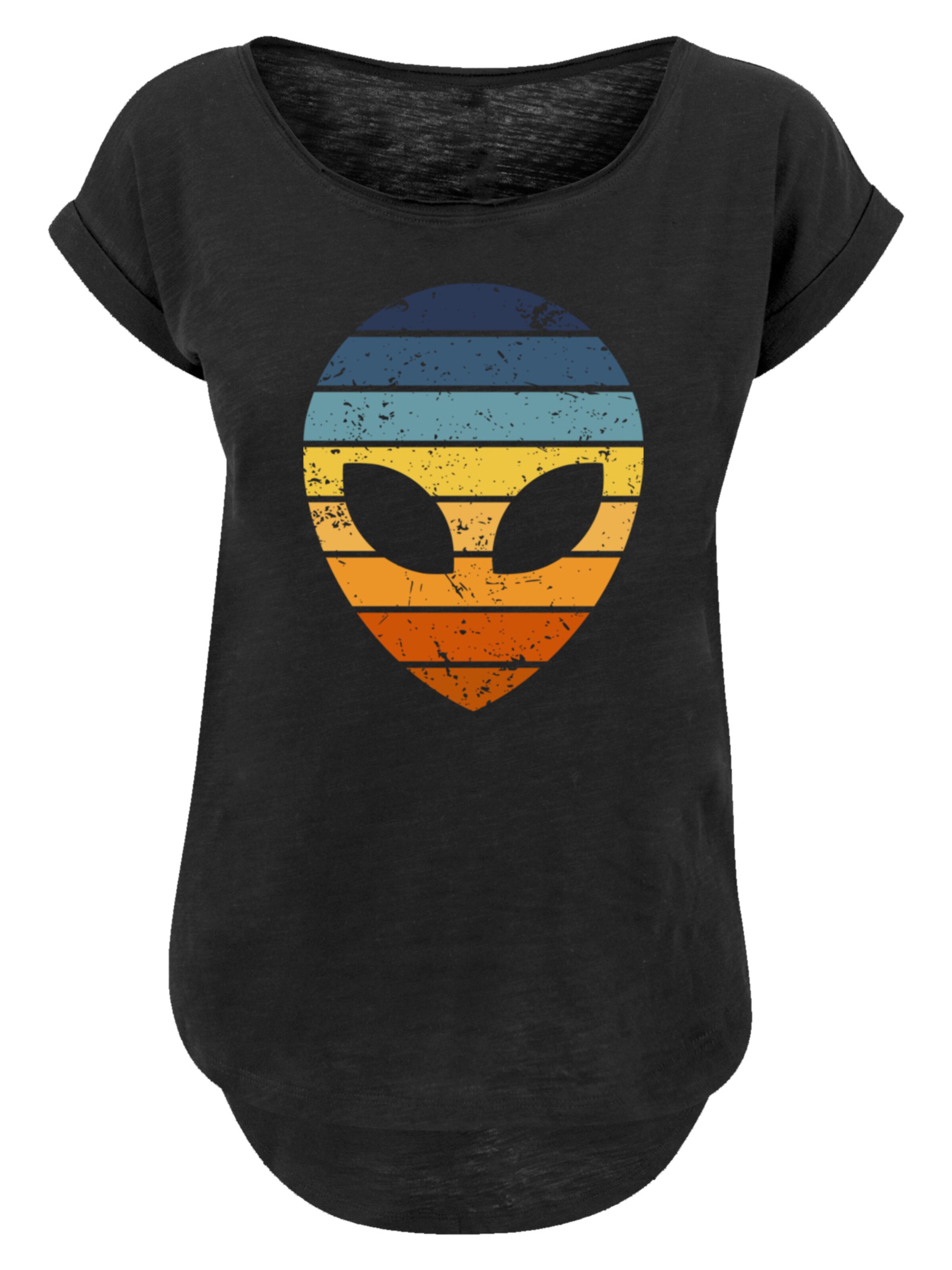F4NT4STIC T-Shirt 'Alien Sonnenuntergang Retro' in Schwarz: Vorderseite