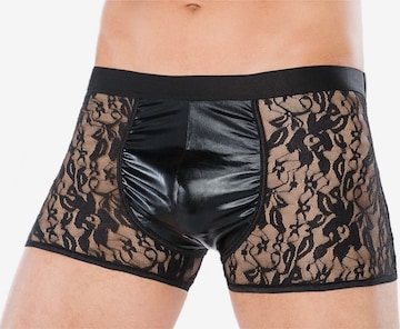 Andalea Boxershorts 'Wetlook und Spitze' in Schwarz: Vorderseite