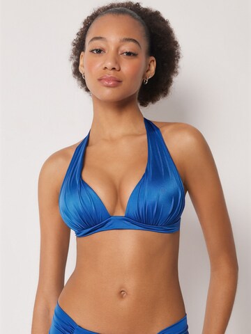 CALZEDONIA Triangel Bikinitop 'Shiny Satin' in Blau: Vorderseite