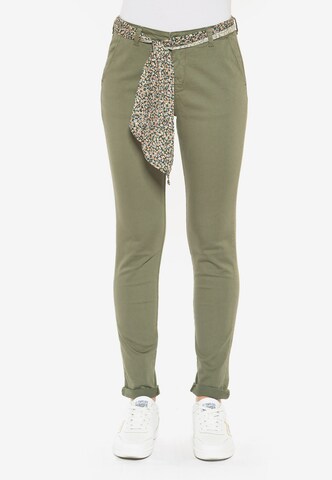 Skinny Pantalon 'DYLI' Le Temps Des Cerises en vert : devant