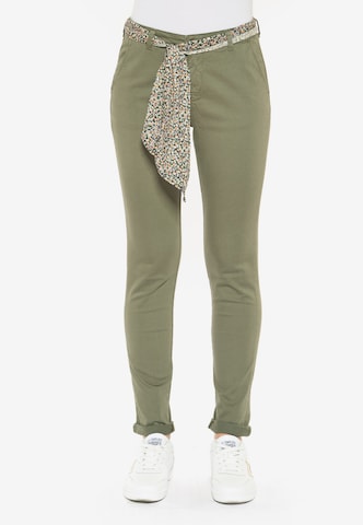 Skinny Pantalon 'DYLI' Le Temps Des Cerises en vert : devant