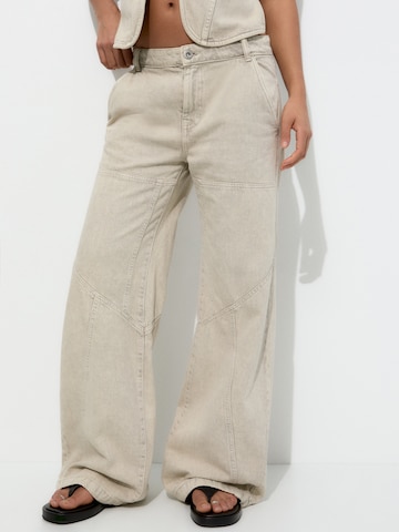 Pull&Bear Široke hlačnice Kavbojke | siva barva