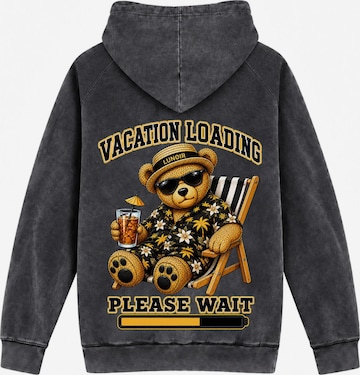 LUNØIR StudioSweater majica 'Vacation Loading' - crna boja: prednji dio