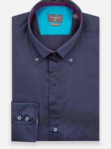 Camicia business 'Roma Satin Man Shirt Green' di 7Camicie in blu: frontale