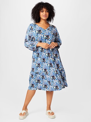 Fransa Curve Dress 'Dina' in Blue: front