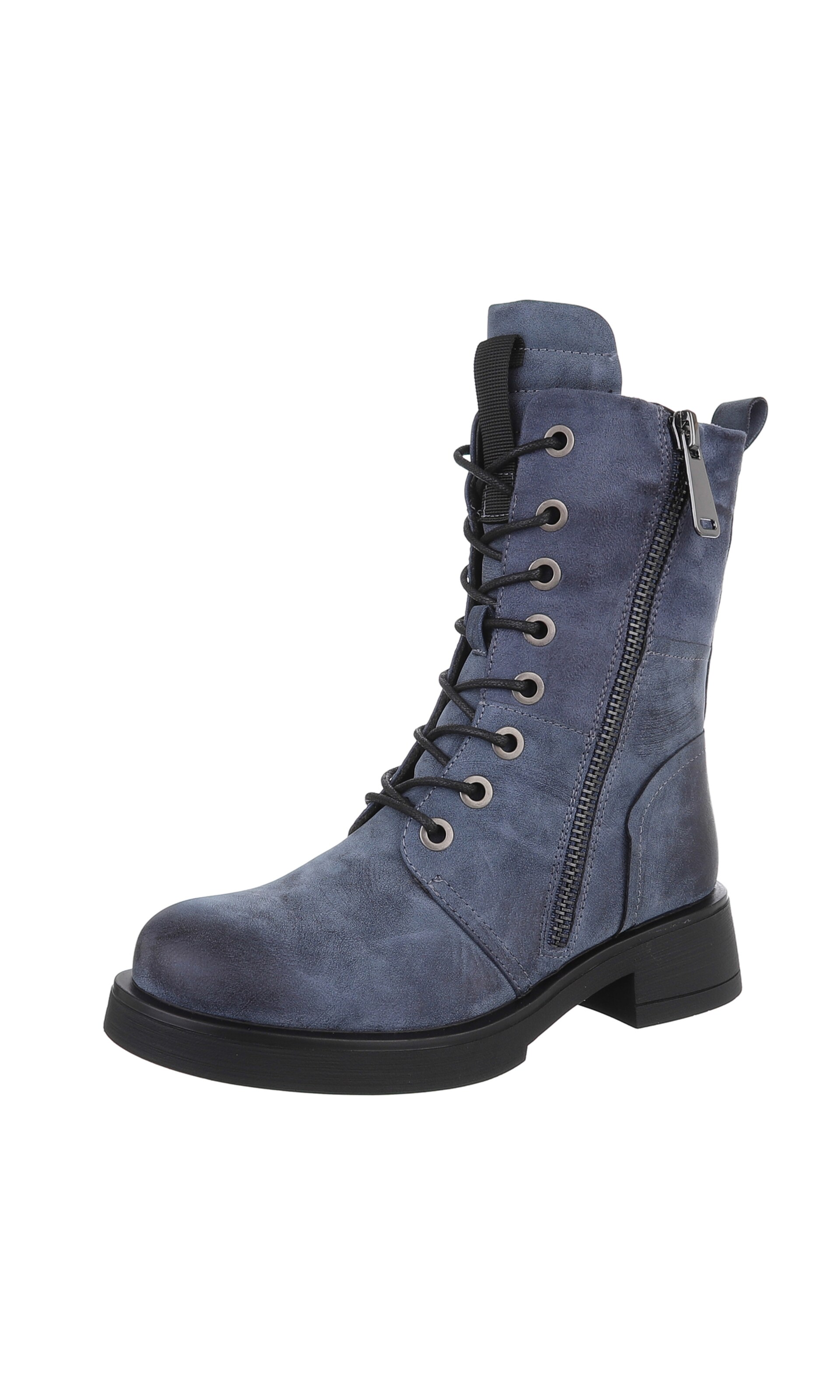 Ital-Design Schnürstiefelette in Blau: Vorderseite