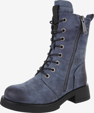 Ital-Design Schnürstiefelette in Blau: Vorderseite