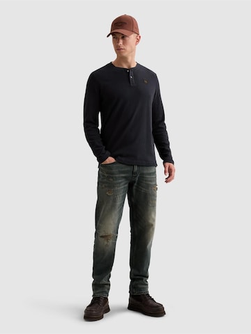 PME Legend Regular fit Overhemd 'Henley T-shirt with long sleeves and garment-dye wash' in Blauw