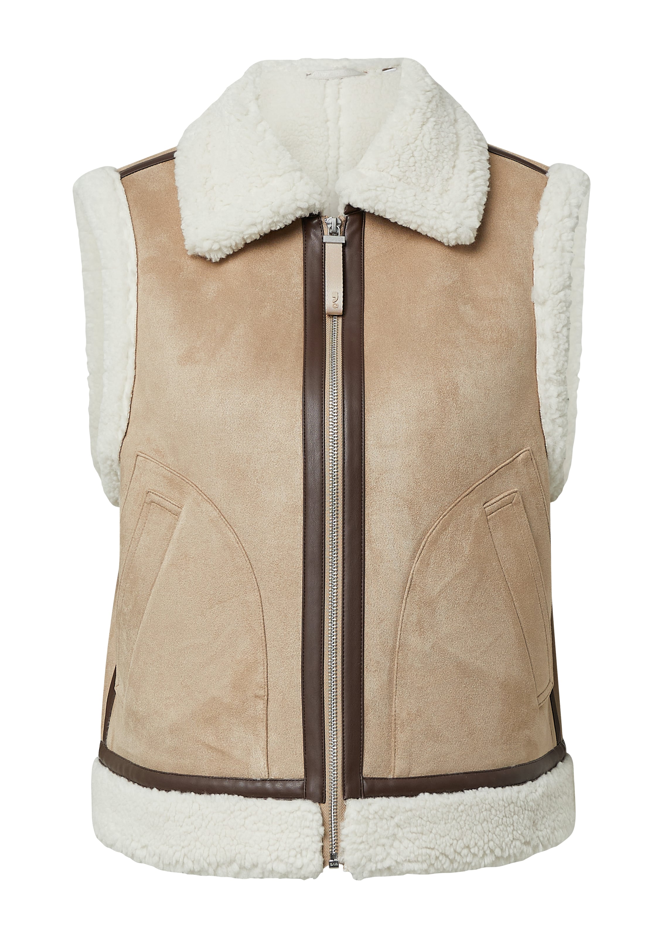 comma casual identity Bodywarmer in Bruin: voorkant